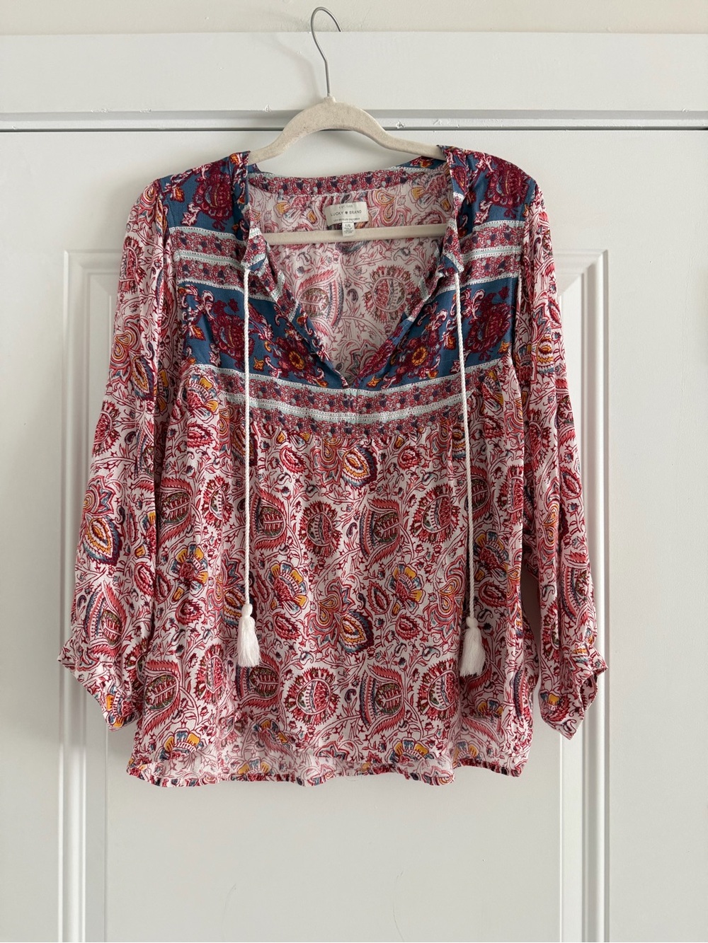 Lucky Brand Paisley Peasant Top
